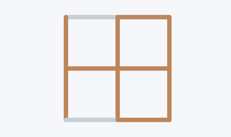 Matchstick squares game board