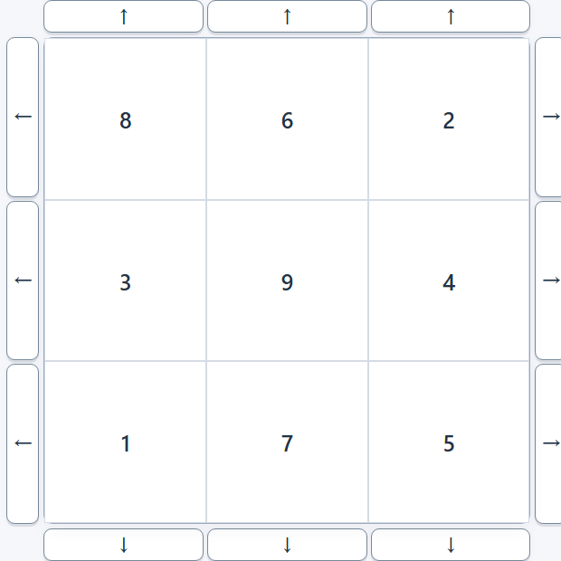 Row shift game board